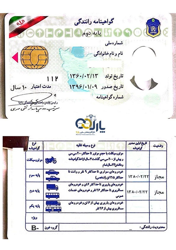 نمونه عکس گواهینامه رانندگی جدید